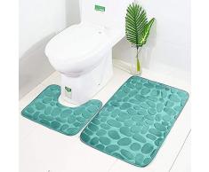 YLX Tapis de Bain, Carpettes de Toilette Doux Absorbant Epais en Chenille pour la Salle de Bain/WC (2 Pièces)