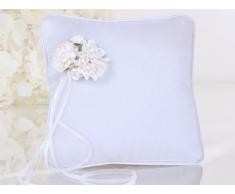 PKWM3 Coussin en satin pour alliances Rose Blanc 16 x 16cm