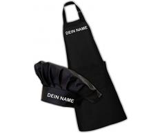 ShirtInStyle Ensemble pour Cuisiniers de la maison et Baker "Tablier de cuisine et Toque de chef"en option avec leur Vos propres mots affiné - text noir