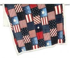 Tex Family Plaid couverture en polaire Sherpa Country USA avec coussin décoratif CNTUSA - 130 x 160 cm.