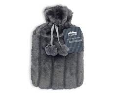 CityComfort Bouillotte Eau Chaude Avec Housse En Polaire Douce, Grande Bouillotte 2L, Housse en Fausse Fourrure Super Douce, Caoutchouc Naturel, Qualité Excellente (Gris Anthracite)