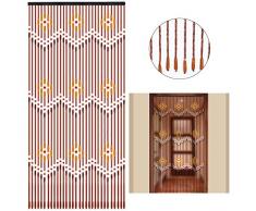 Rideaux De Perles, Rideau De Bambou Rideau, Rideau De Ficelles Avec Perles, Rideau De Perles En Bois Naturel, Pour Passage De Placard De Porte, Stores De Rideau De Porte Pour Diviseur De Salon