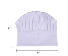 Ulife Mall Toque de Cuisinier Ajustable Élastique Cuisine Chapeau de Chef Professionnel Adultes Bonnet de Chef, Casquette de Uniforme pour Chef et Boulanger - Blanc/Unisexe