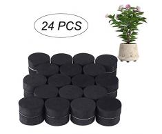 Gcroet 24Pcs Pieds de Pot pour Plante Dextérieur en Caoutchouc Naturel Tapis de Pot de Fleur Tapis de Plantes Invisibles Pad Tapis de Pot de Fleur Noir