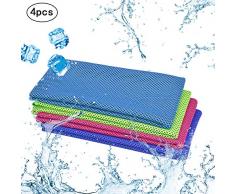 KAKOO 4 Pcs Serviette de Refroidissement,Serviette rafra?chissante Instantan¨¦e Serviettes de Sport en Microfibre pour Gym Yoga Cyclisme Randonn¨¦e Camping Course ¨¤ Pied
