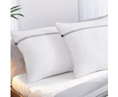 BedStory Nouvelle Version Oreillers Lot de 2 60x60, Oreiller Medium 60x60 avec Garnissage 3D Fibre Polyester, Glonfants et Garde la Forme, Oreiller Anti-Transpiration pour Hotêl Lit Canapé