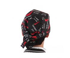 BESTOMZ Chapeau Toque de Cuisinier Chef Restauration Skull Cap Ruban Turban (Noir, Blanc)