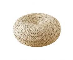 Fiaoen Style Japonais Tricoté À La Main Câble Style Pouf Tatami Coussin De Sol Coussin Dassise, Tapis De Paille De Plancher De Chambre Rembourrée Ronde pour Siège Extérieur Boosted Agreeable