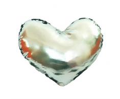 Nunubee Amour l'étoile à Cinq Pointes Cravate crème glacée Oreiller de Jouet Toile PU PP Coton Sofa Office décoratif, Silver Love 45 * 45cm