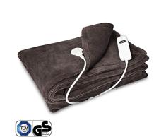 Navaris Couverture Chauffante Électrique 180 x 130cm - Plaid Doux Canapé Lit - Arrêt Automatique - Protection Surchauffe - Gris foncé avec points