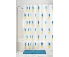 mDesign rideau de douche 100 % polyester ? rideau douche coloré motif ananas avec 12 ?illets renforcés pour un accrochage facile ? bleu pétrole/jaune