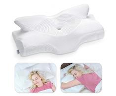 Elviros Oreiller Orthopédique Ergonomique à Mémoire de Forme Cervicales Douloureuses Coussin pour la nuque, Soulager la Douleur