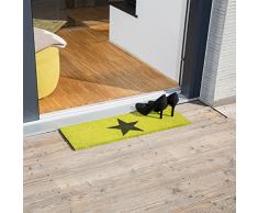 Relaxdays Paillasson STERN fibres de coco antidérapant porte entrée tapis intérieur extérieur HxlxP 1,5 x 75 x 25 cm étoile, vert, 80 x 150 cm