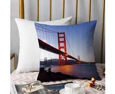 Microfibre Coussin doreiller,Paysage urbain, Pont de San Francisco USA Vue sur la ville Destination de voyage du Golden Gate, Multicolor,aie doreiller Housses de Coussin décor à la Maison 45 x 45 cm