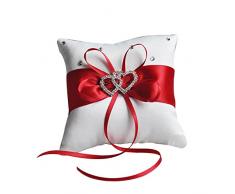 Zreal Coussin de mariage en forme de cœur avec strass 20*20CM rouge