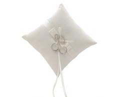 Coussin dalliances Awtlife - Avec double cœur en strass - Couleur ivoire - 17,8 cm