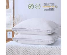 viewstar Oreillers 60x60 Lot de 2, Oreiller Moelleux, Coussin Blanc, Garnissage de Microfibre, Oreillers Anti-Transpiration, Anti-Acarien et Hypo-Allergénique pour Hotêl Lit Canapé