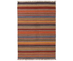 Commerce équitable Kilim Tapis – Inde) à rayures 180 cm x 270 cm en laine fine Weave