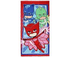 PJ Masks Pyjamasques 2200002797 Serviette De Plage, Bain, Piscine, Coton, Enfant, Yoyo, Bibou, Gluglu