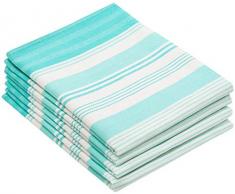 ZOLLNER Set de 4 torchons en Coton, Turquoise, à Rayures Vertes ou Rouges,50x70