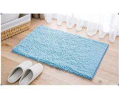 Tapis de bain épais et doux Eleoption. Tapis de cuisine, paillasson de porte d’entrée, tapis antidérapant. Tapis de bain et douche. Tapis épais, bleu, 50 x 80 cm