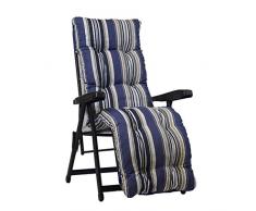 Tecnoweb Coussin de rechange pour chaise longue avec repose-pieds Rembourrage épais Rayures multiples Bleu