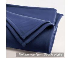 Couverture polaire 240x260 cm Isba, Marine - 100% Polyester 340 g/m2, traité non-feu