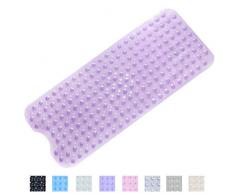 LiGG LiGG Tapis de baignoire antidérapant en PVC avec 200 ventouses Tapis ultra long pour baignoire et douche 100 x 40 cm, PVC, Transparentes Lila, 100 x 40 cm