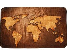 Tapis de Bain, Grande sélection de Beaux Tapis de Bain, de Haute qualité, très Doux, sèche Rapidement, Lavable (70 x 110 cm, Carte du Monde)