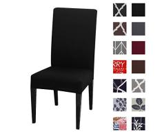 PADGENE Housse de Chaise, 4PCS/6PCS Extensible Amovible Lavable Moderne Couverture de Chaise pour Salle à Manger Slipcover-Décoration Bouquet de Mariage, Hôtel, Restaurant (Noir, 4PCS)