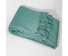 douceur dintérieur jete de fauteuil a franges 150x150cm coton lana menthe