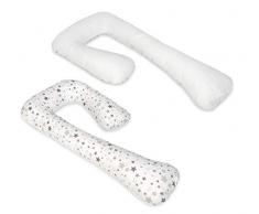 Velinda Coussin daccouchement pre/Post Natal pour Les Femmes Grand, Confortable (Dessin: Etoiles Grises et Blanches sur Fond Blanc – Blanc)