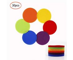 HONGXIN-SHOP Marqueurs de Tapis Rond Marqueurs de Sécurité Sièges Idéal pour Salle de Classe Préscolaire et Maternelle Enseignants Fournitures et Sport Formation de Jeu 6 Couleurs 30 Pièce