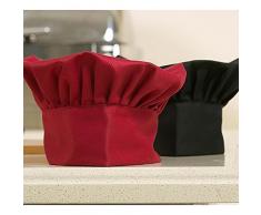 Hosaire Chef Chapeau en Coton Toque de Cuisinier Chapeau de Cuisine Ajustable Casquette de Travail de Restaurant pour Adultes -Vin Rouge