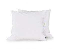 puredown® Lot de 2 Plumes doie et Oreillers en Duvet avec Enveloppe 100% Coton, Anti-acarien et Lavables 80 x 80cm Blanc