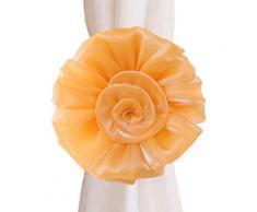 SIMPVALE 1 Paire Roses de Rideau Embrasses Boucle Pince Crochet Fixation Accessoires pour Rideaux Jaune