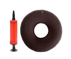 Coussin gonflable, vinyle rond Donut Coussin dassise avec pompe gratuit pour hémorroïdes et sur les personnes souffrant, du coccyx, les Post Natal et post Chirurgie, 13 × 12,7 cm, marron, free size