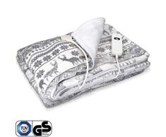Navaris Couverture Chauffante Électrique 180 x 130cm - Plaid Doux Canapé Lit - Arrêt Automatique - Protection Surchauffe - Design Noël