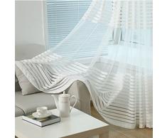 aihometm Rideau à rayures fashion Mordern styletulle Panneau Voile Drapé rideau de porte fenêtre cantonnière écharpe pour chambre salon salle de bain fenêtre dépistage Rideau Drapé écharpes 1 mx2.7 m