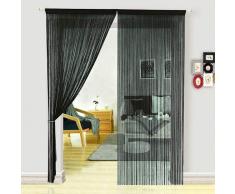 Hsylym - Rideaux décoratifs de séparation à fils pour chambre à coucher, porte ou pour diviser une pièce, Polyester, Noir, 90x245cm