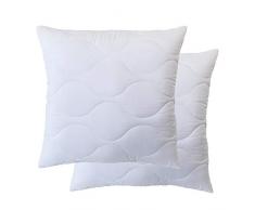 Mack Oreillers Lot de 2 Coussins 40 x 40cm Garnissage Fibre Creuse. Single Poids du Remplissage par Oreiller 210g, Blanc