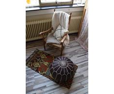 Pouf Artisanal Marocain en Cuir Véritable Fait Main - Vendu Rembourré - Coussin de Sol, Ottoman, Repose-Pied (Marron Foncé)