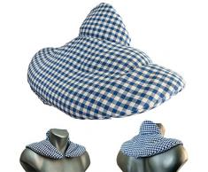 Coussin de nuque avec col montant - Coussin aux graines de colza - Bouillotte micro-ondes - Coussin épaules et cou (Design: Bleu et Blanc)