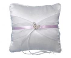 n.t Coussin dalliances avec Bande ruban et papillon Blanc/rose 20 x 20 cm