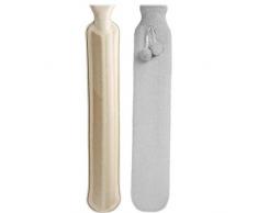 Bouillotte 2 L avec housse en peluche super douce pour réchauffer les enfants, le cou, les épaules, le dos, les jambes, la taille, le corps entier 72 x 12 cm Avec caoutchouc naturel pur