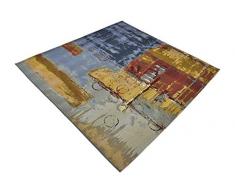Moderne abstrait 6-Feet par 6-Feet (6 'x 6') carré Eden extérieur Multi contemporain Zone Tapis