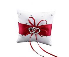 Coussin Oreiller Porteur de Bague Anneau de Mariage en Toile de Jute et Dentelle