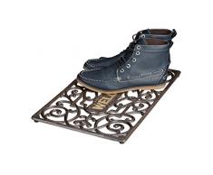 Relaxdays Tapis de porte rustique Rectangle, 2 x 52 x 32,5 cm, Paillasson en fonte style Art Nouveau Tapis de sol Tapis robuste revêtu par poudre en métal, antidérapant, bronze