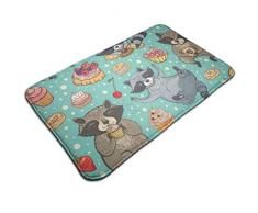 YAGEAD Tapis de Bain antidérapant paillasson ratons laveurs et gâteaux, Tapis dentrée/dextérieur pour Tapis 40x60cm