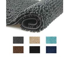 FCSDETAIL Tapis de Bain Antidérapant à Poils Longs en Microfibre Chenille 60X90 cm, Tapis de Sol Lavable en Machine avec Microfibre Chenille Douce Absorbant leau pour Bain, Douche et Salle de Bain